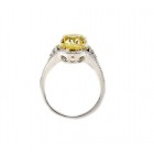  3.82 Ct. 18K White Gold, Oval Cut Fancy Yellow Diamond Engagement Ring Setting